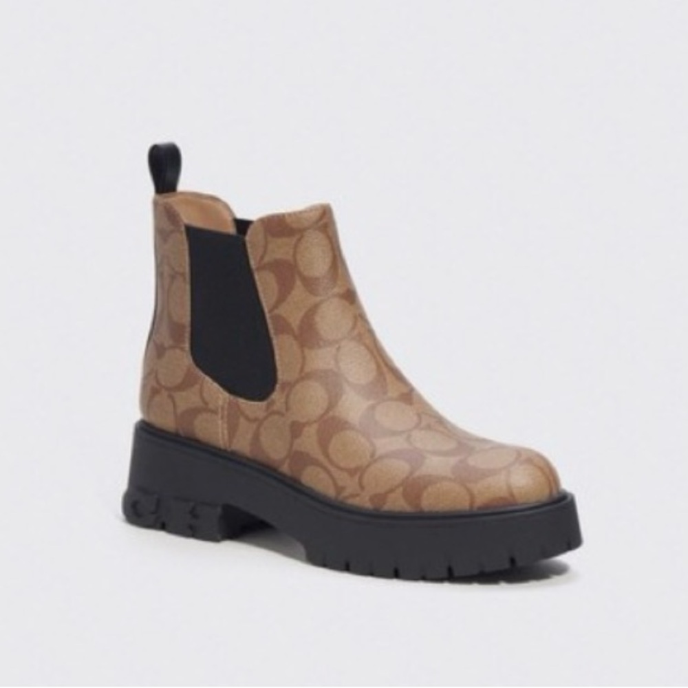 Coach Tan Patterned Ankle Boots